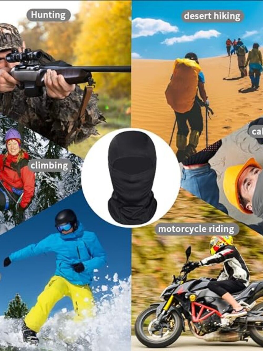 Achiou Ski Mask for Men and Women, Lightweight UV Balaclava Face Cover - Picture 2 of 7